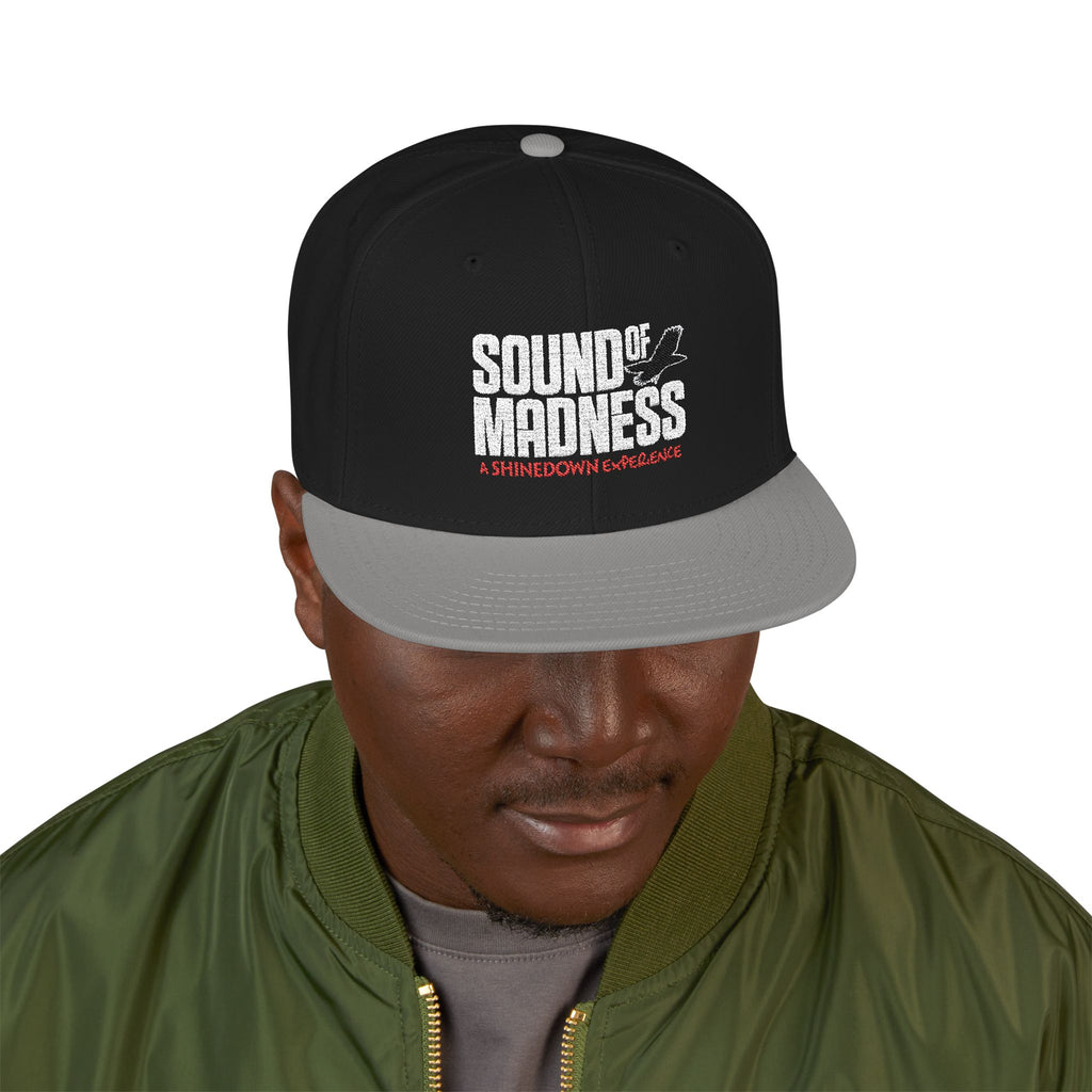 Black Embroidered Snapback Flat Hat