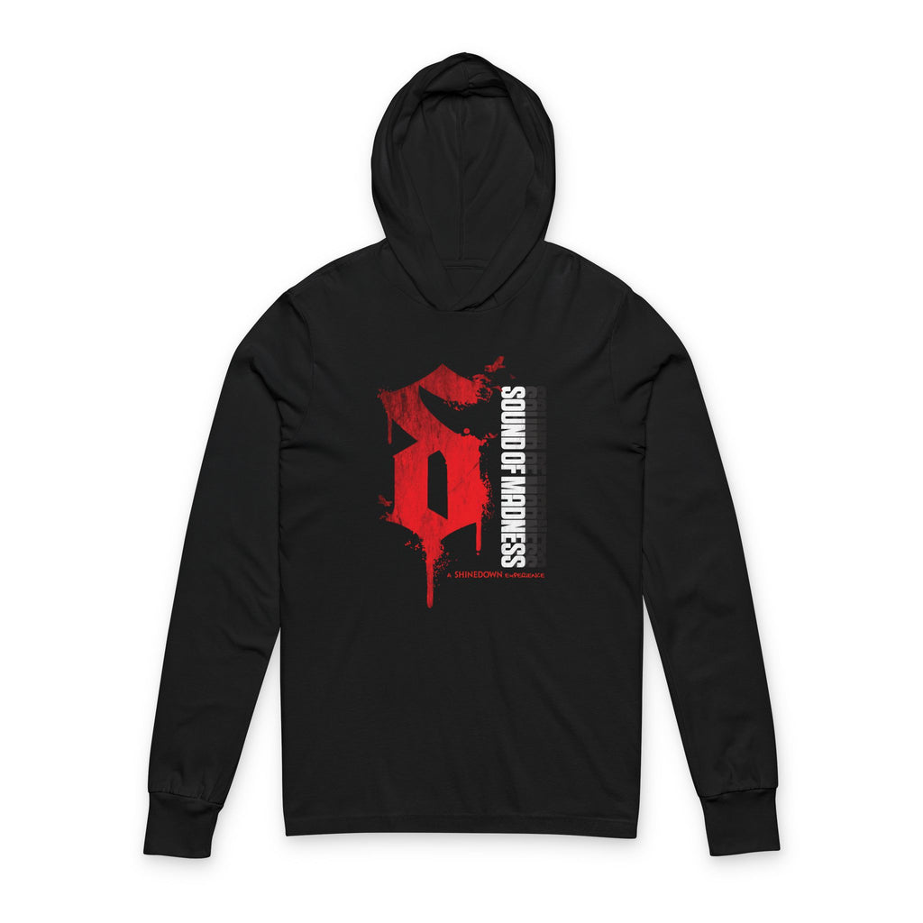 Black Lightweight Long Sleeve Hooded Tee "S" Design