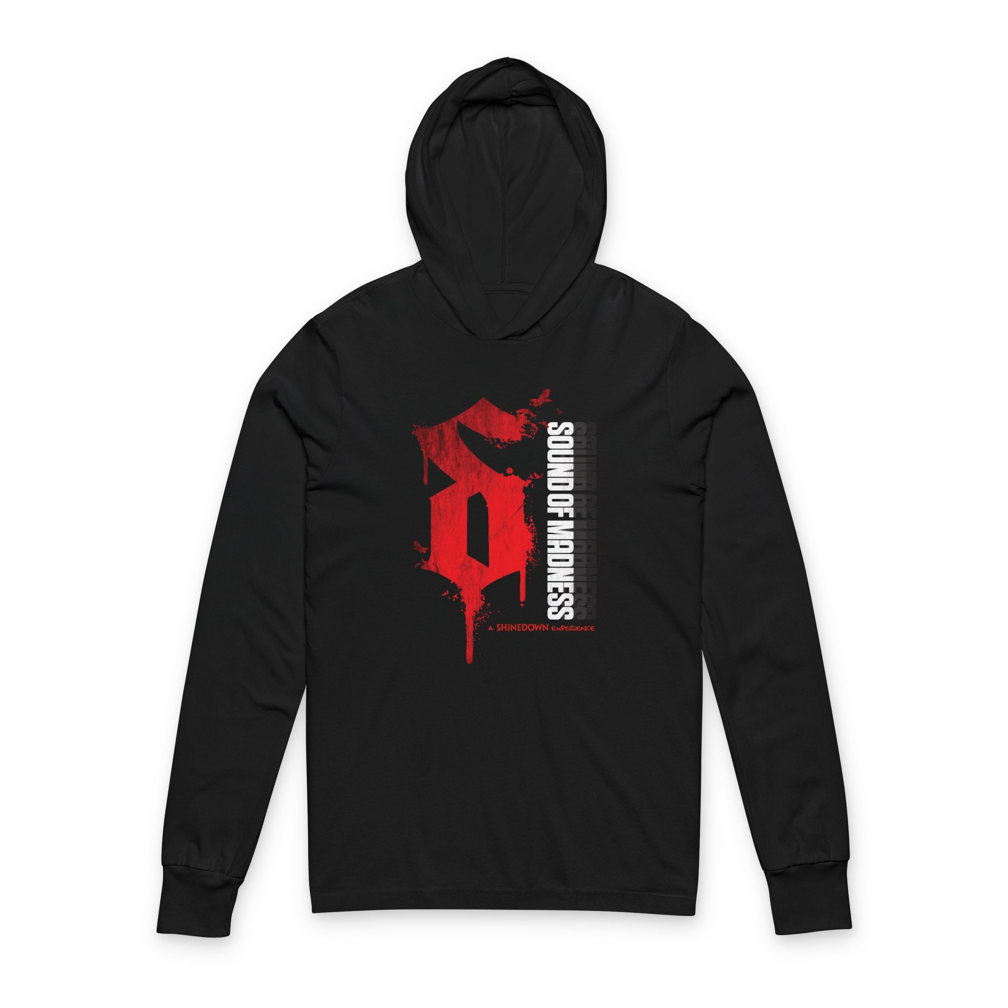 Black Lightweight Long Sleeve Hooded Tee "S" Design