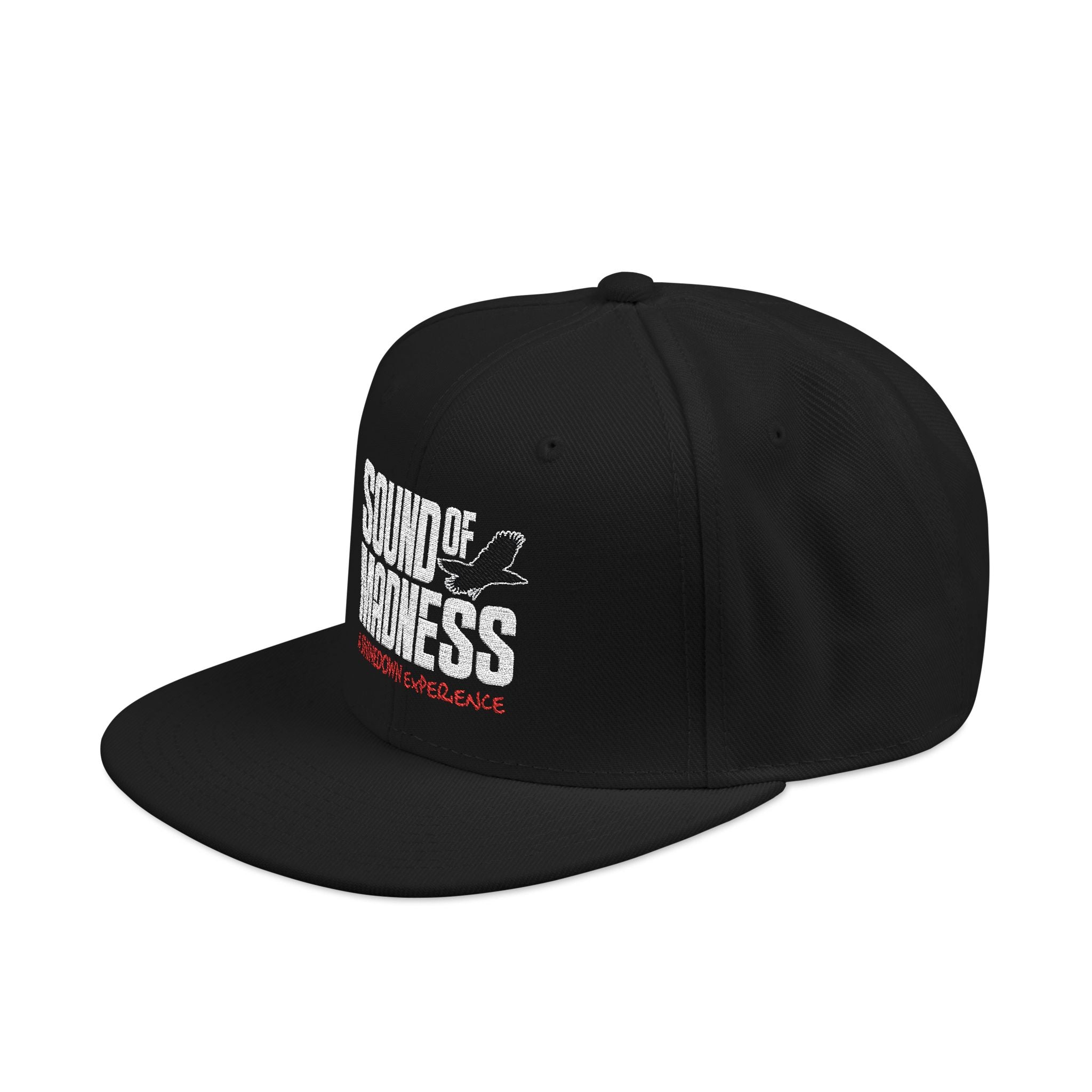 Black Embroidered Snapback Flat Hat