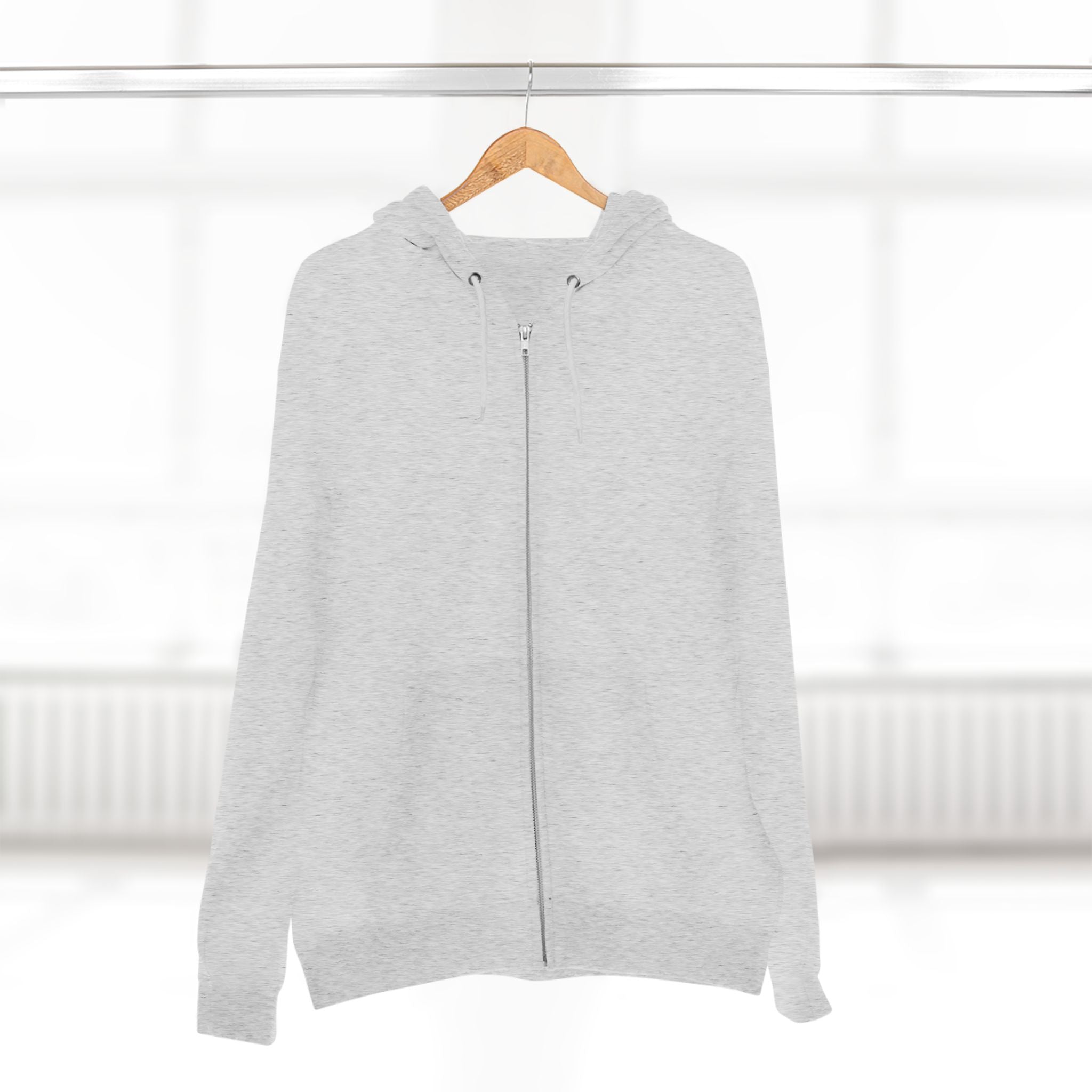 Light Gray Full Zip Hoodie Back Logo