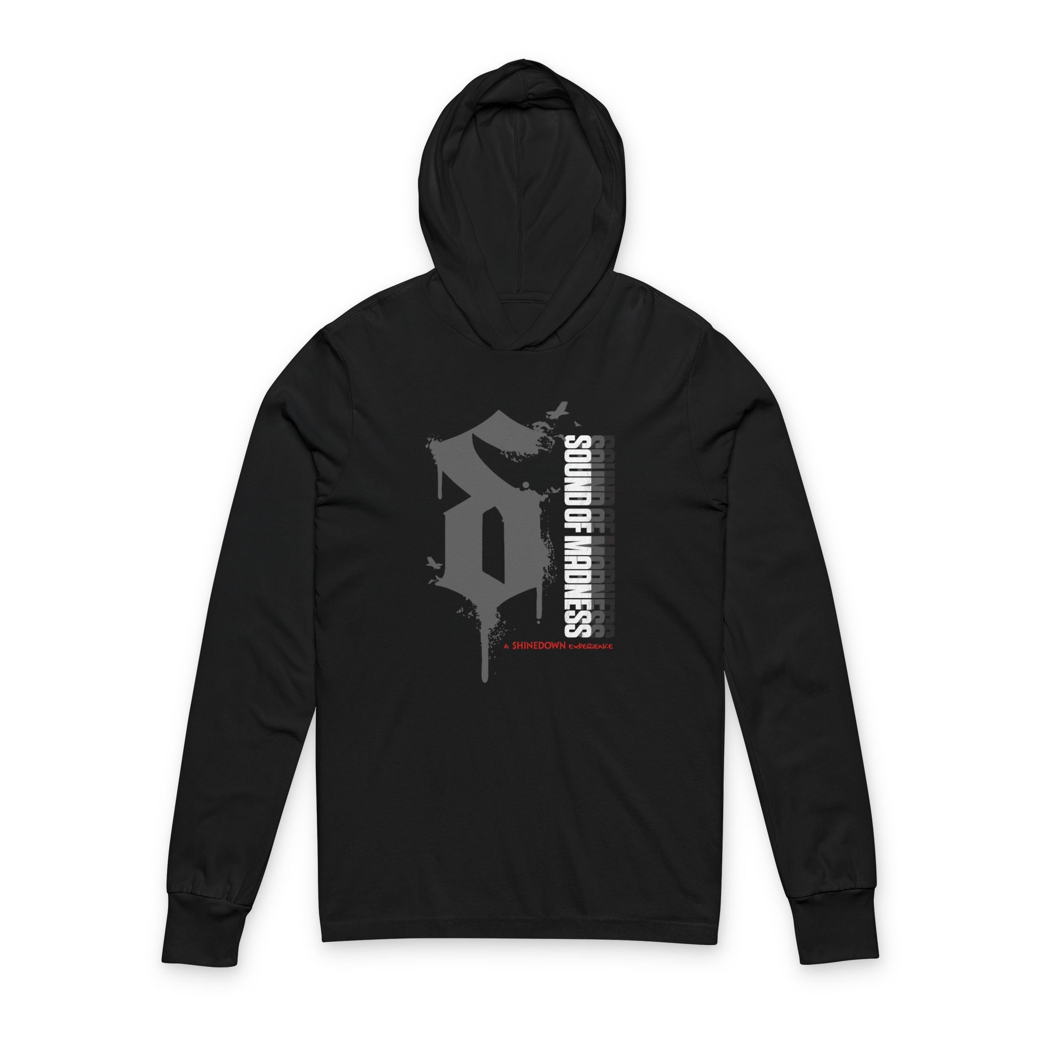 Black Lightweight Long Sleeve Hooded Tee Grey "S" Design