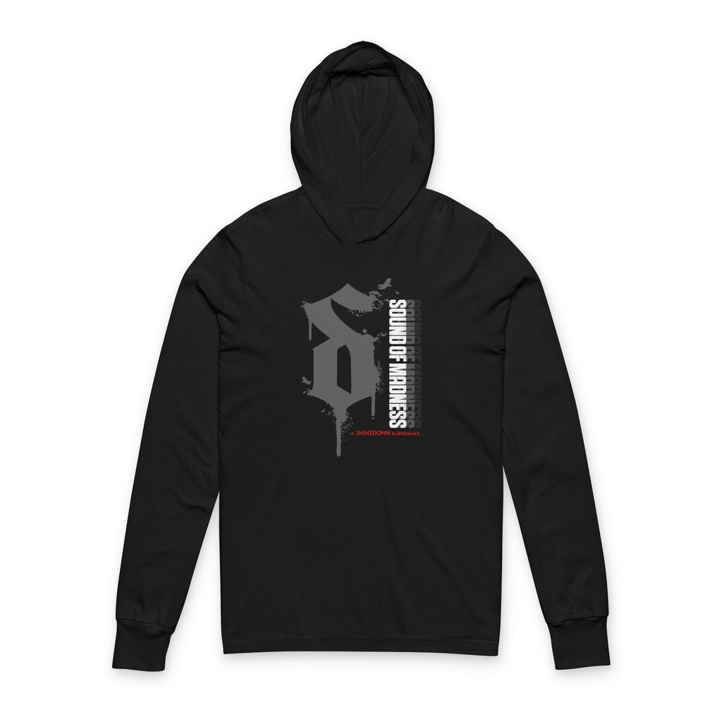 Black Lightweight Long Sleeve Hooded Tee Grey "S" Design