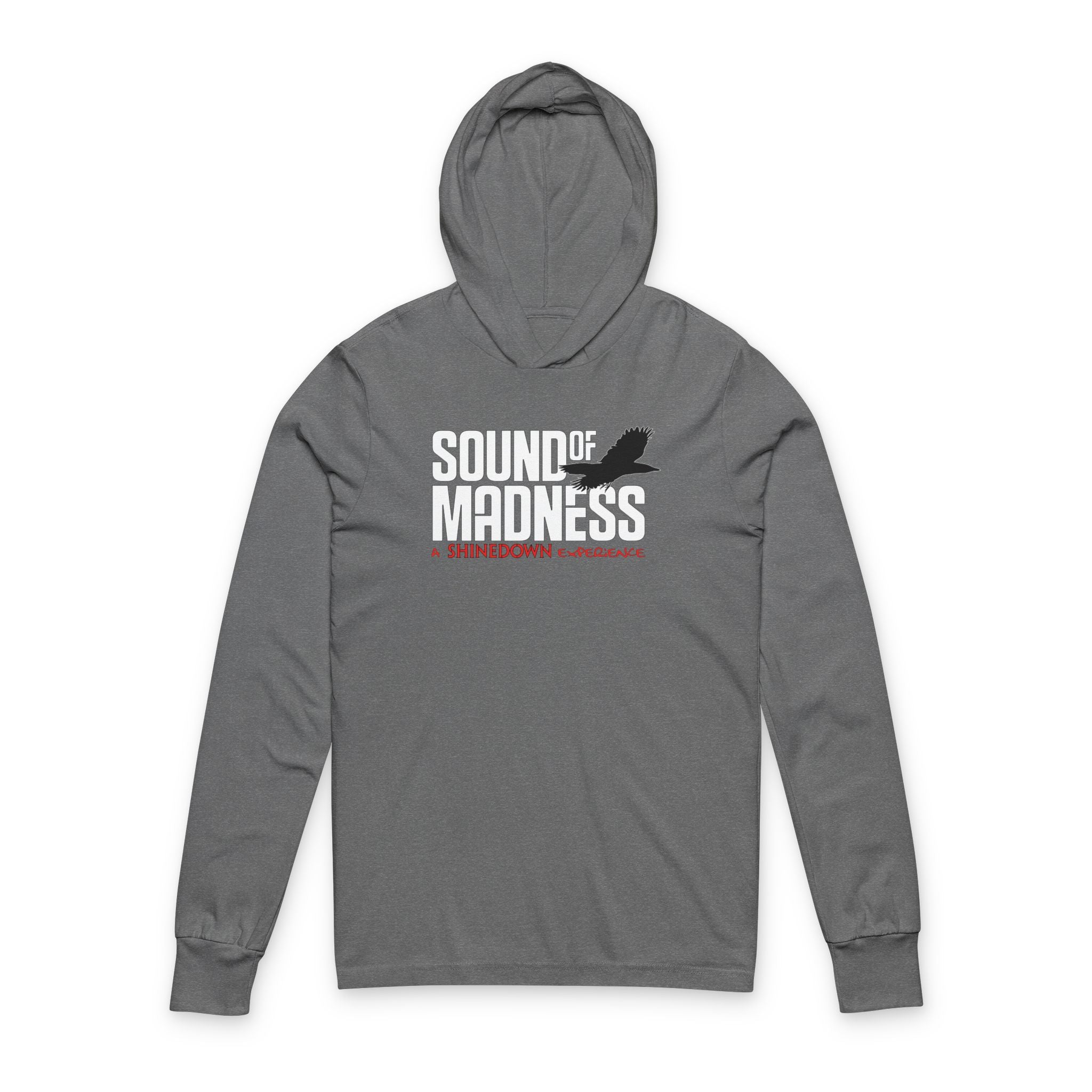 Grey Tri-Blend Lightweight Long Sleeve Hooded Tee
