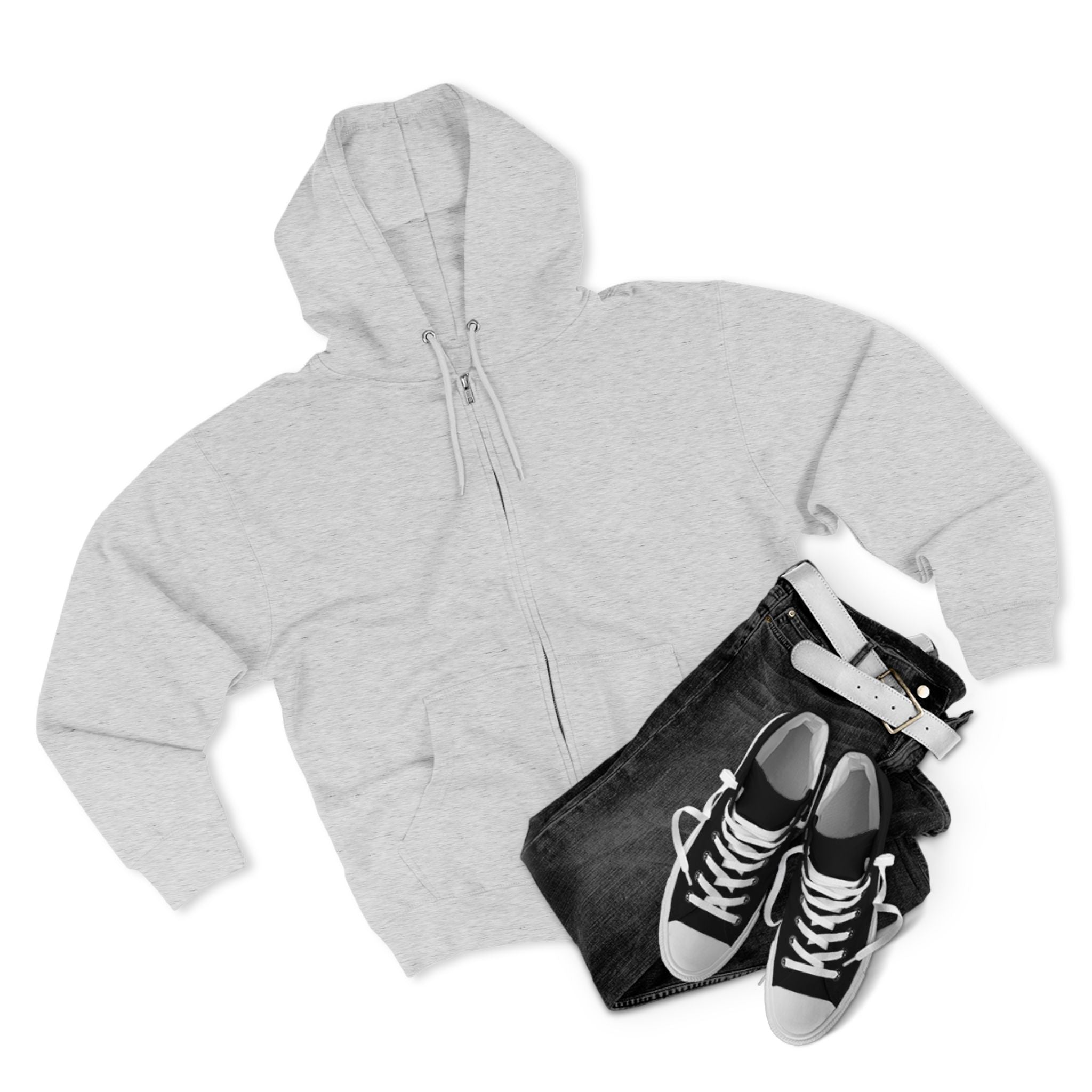 Light Gray Full Zip Hoodie Back Logo