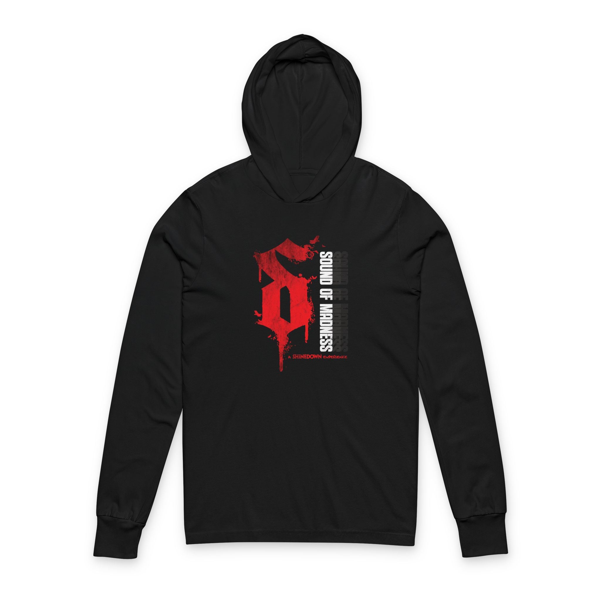 Black Lightweight Long Sleeve Hooded Tee "S" Design
