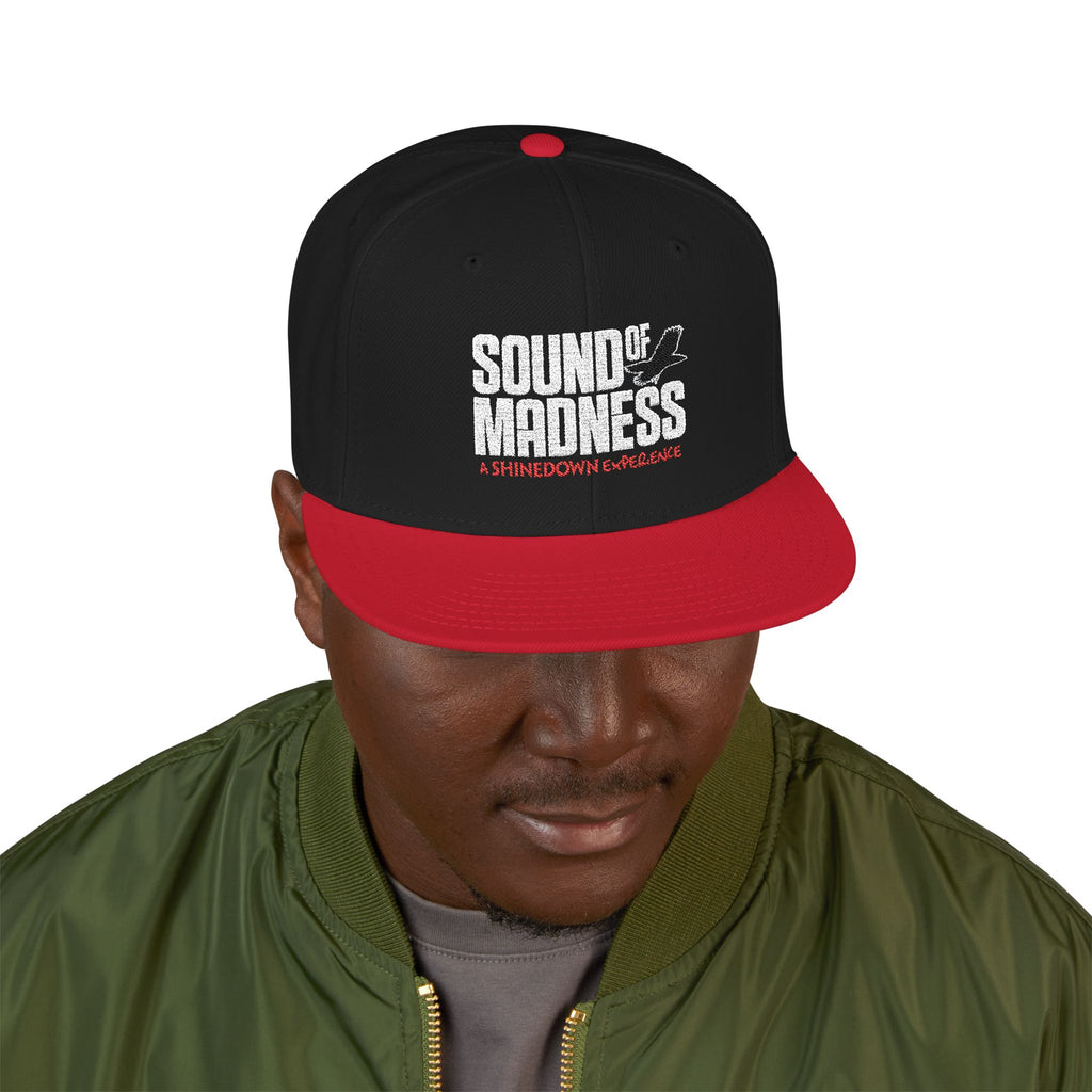 Black Embroidered Snapback Flat Hat