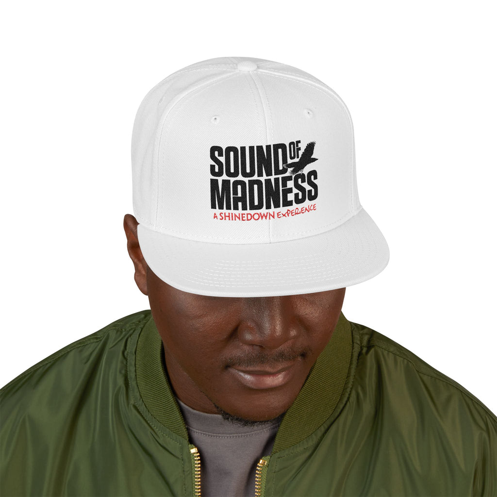 White Embroidered Snapback Flat Hat