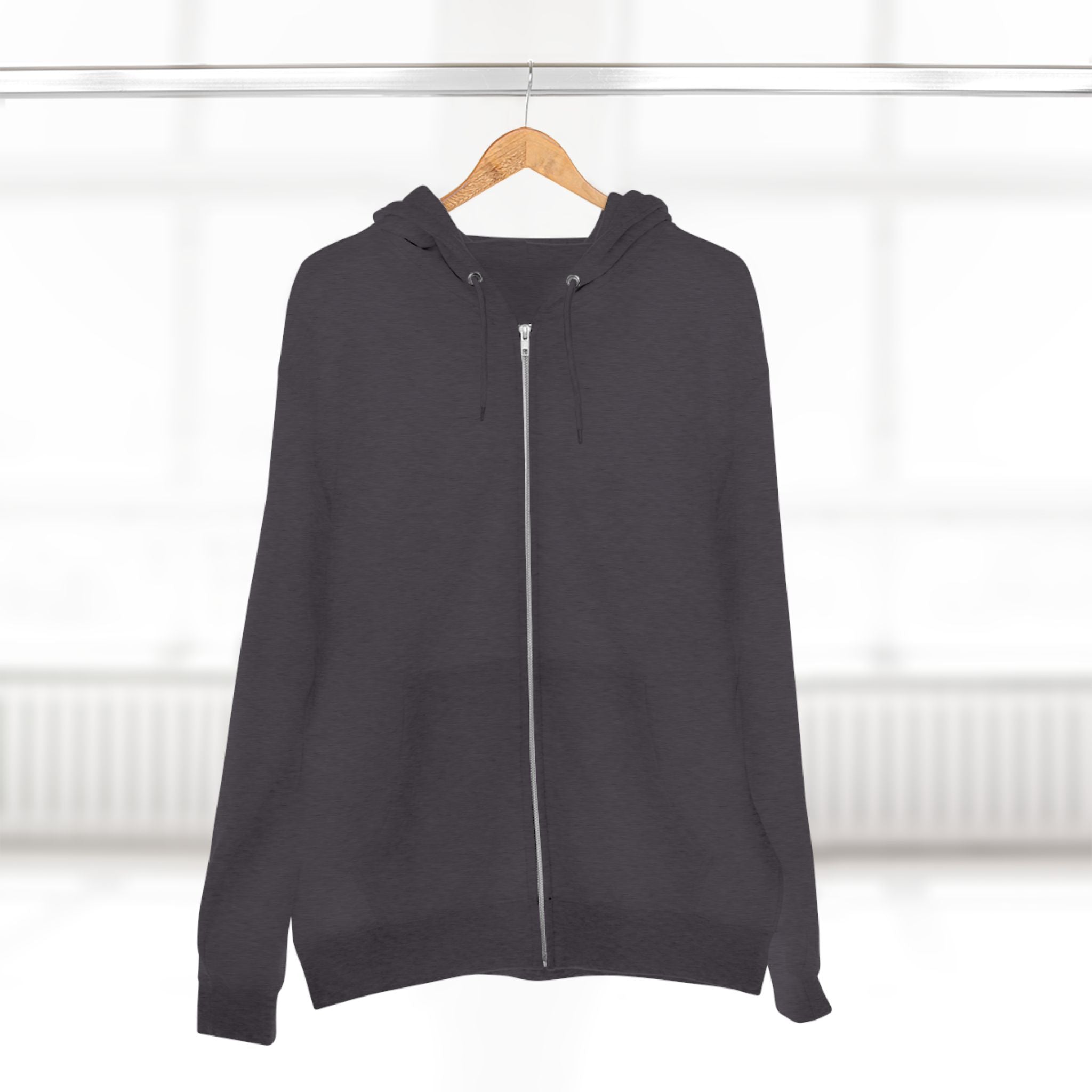 Dark Gray Full Zip Hoodie Black Logo