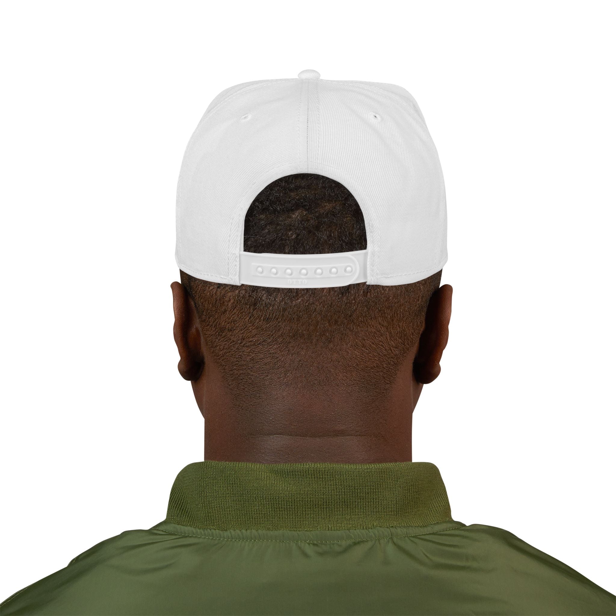 White Embroidered Snapback Flat Hat