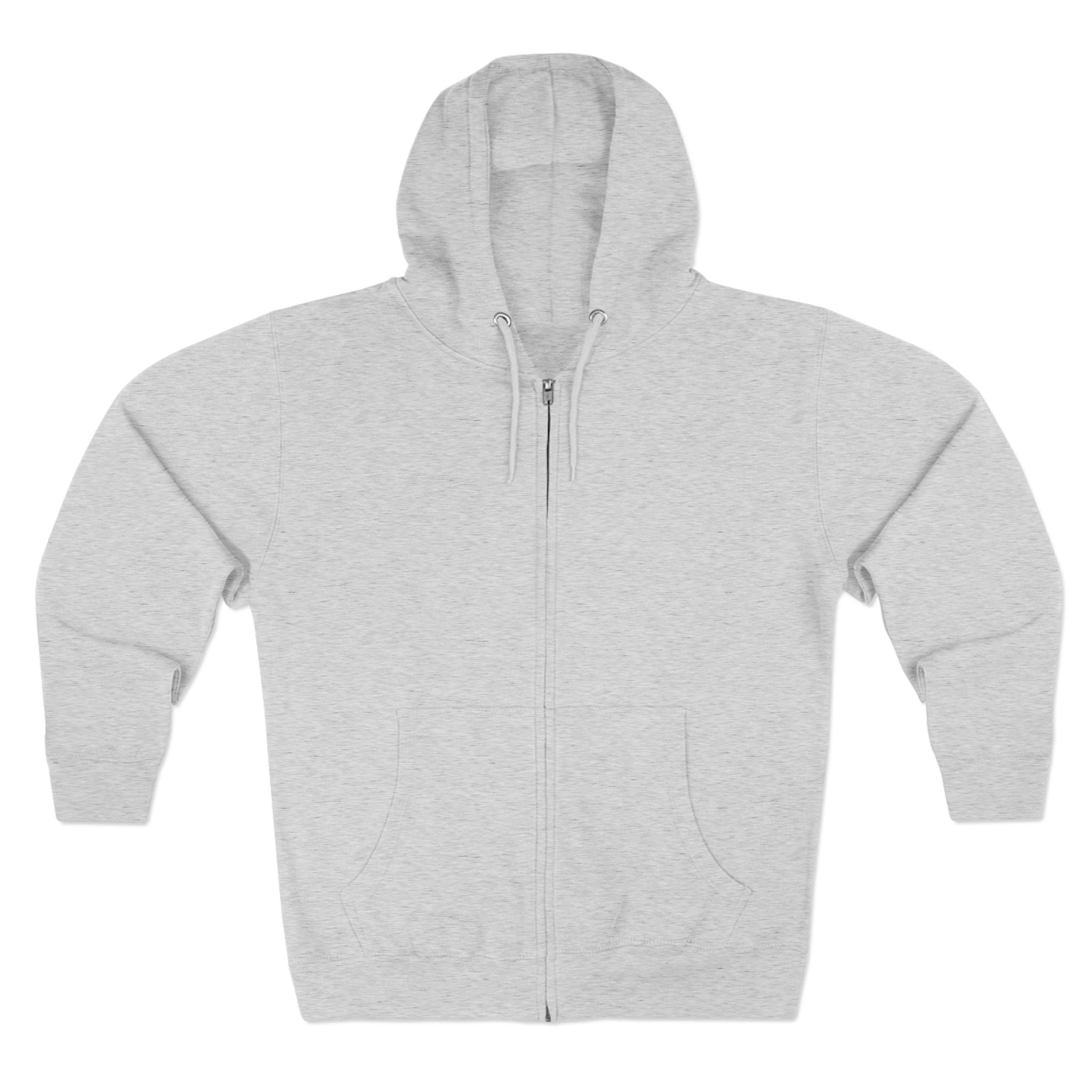 Light Gray Full Zip Hoodie Back Logo