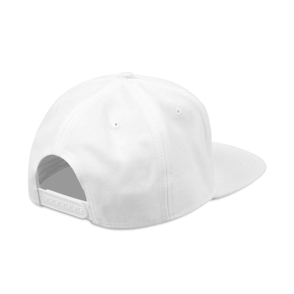 White Embroidered Snapback Flat Hat