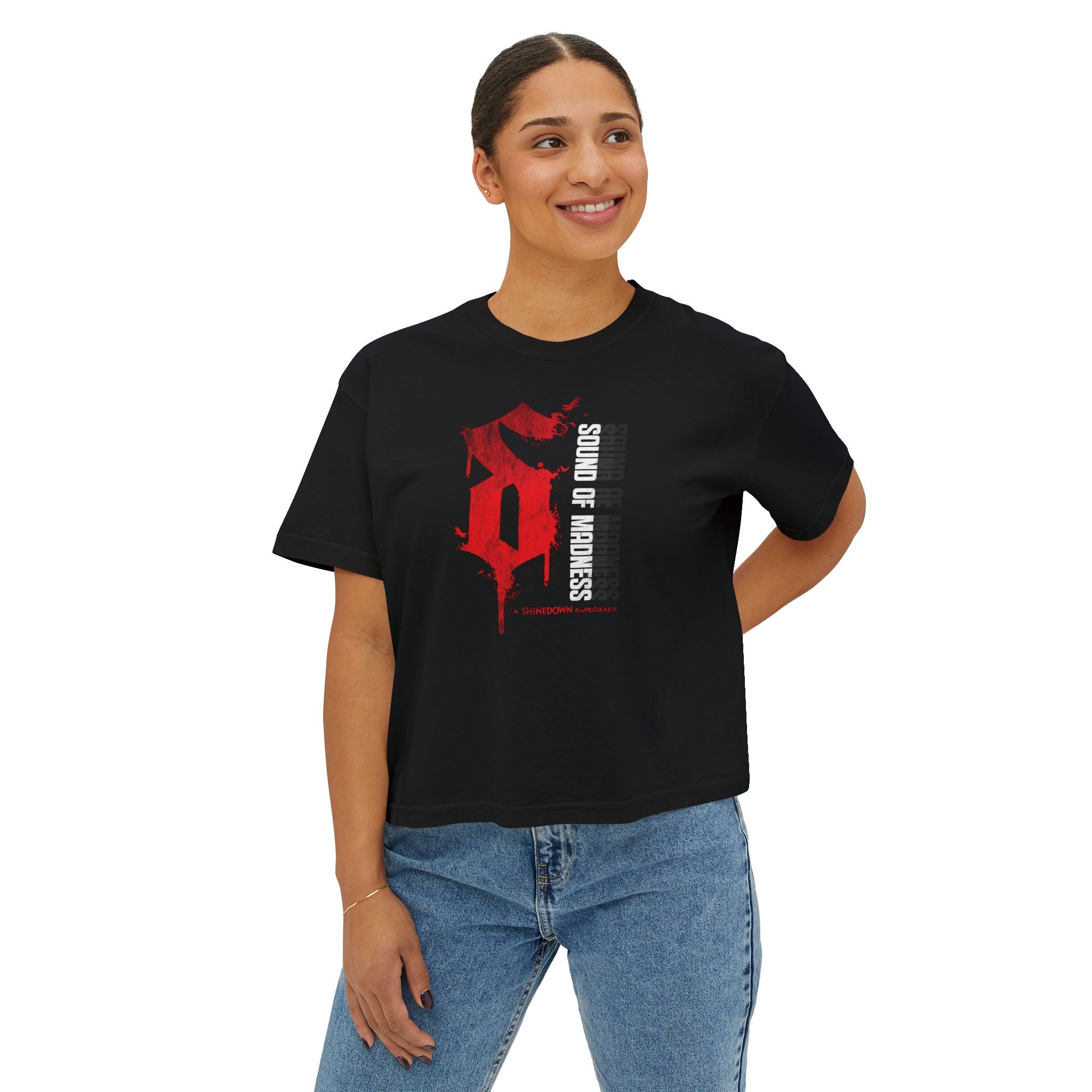 Women's Dark Boxy Tee "S" Design